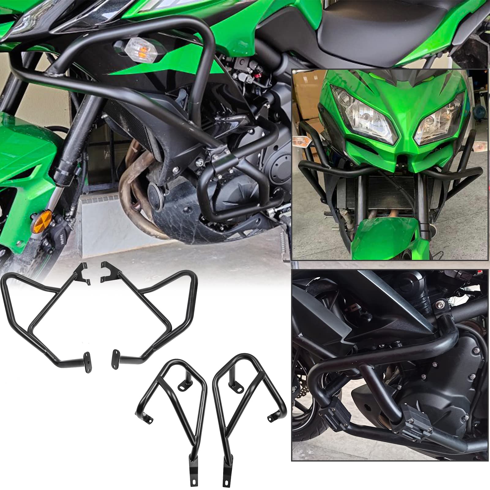TAZGANTAX Motorrad Oberer Unterer Motorschutzbügel Sturzbügel Versys650 Fallender Stoßstangenkörper Rahmenschutz Kompatibel mit K-awasaki Versys 650 KLE650 2015-2021 (Untere) von TAZGANTAX