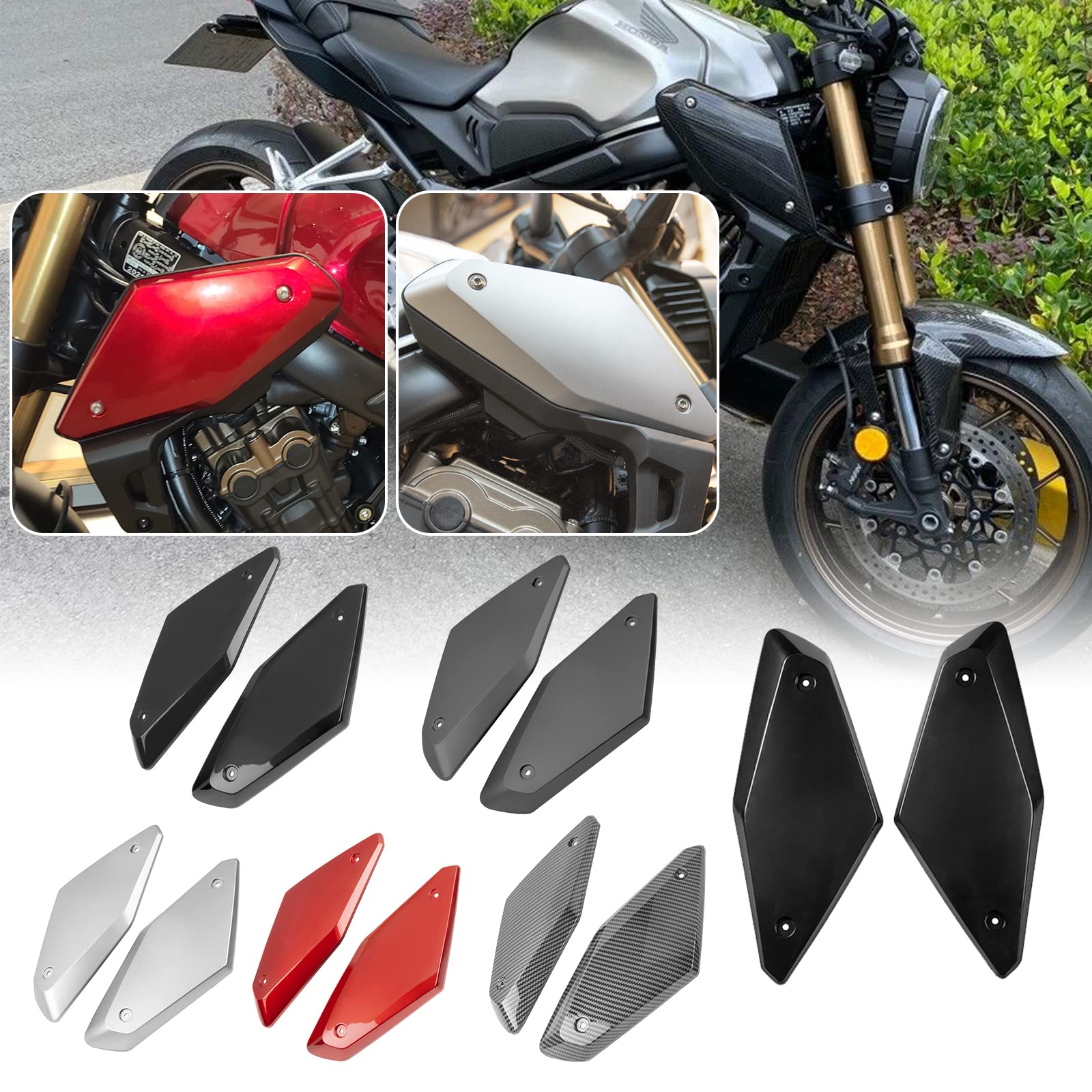 TAZGANTAX Motorrad Rahmen Seitenverkleidung Abdeckung Schutz Lufteinlassrohr Schutzschale Frontverkleidung kompatibel mit Ho-nda CB650R CBR 650R 2019 2020 2021 2022 (Kohlefaser-Optik) von TAZGANTAX