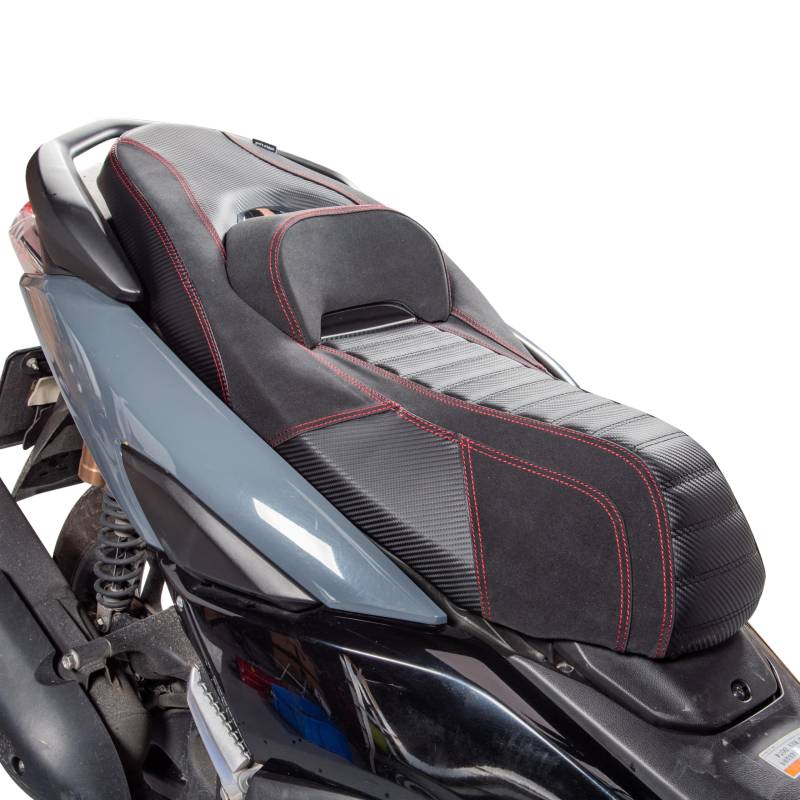 TAZGANTAX Motorrad-Sitzkissen für NMAX155 NMAX125, stoßdämpfendes Beifahrer-Fahrer-Druckentlastungs-Reisesitzpolster, Sitzbezug, kompatibel mit Y-amaha NMAX N-MAX 155 125 2020-2024 (Schwarz+Silber) von TAZGANTAX