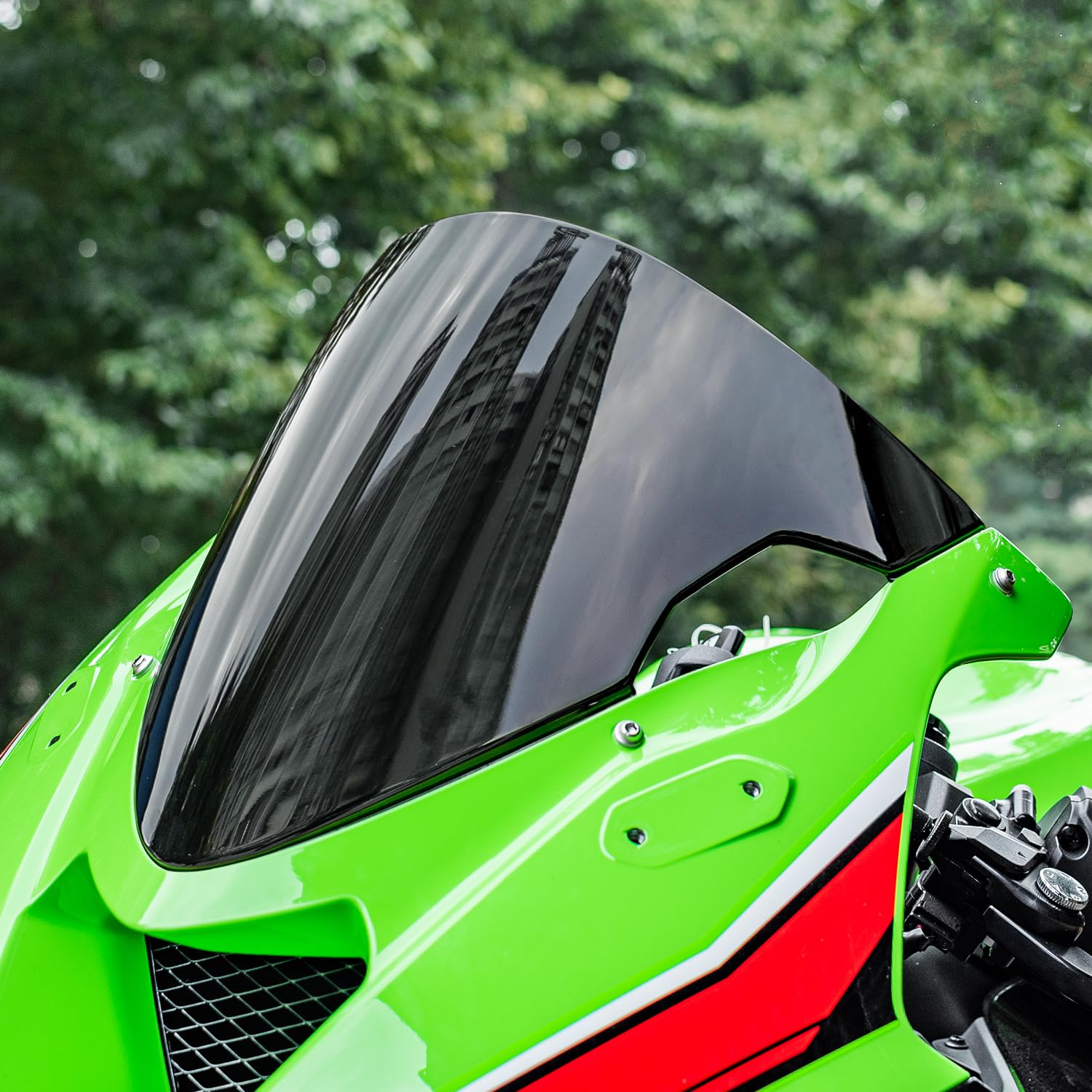 TAZGANTAX Motorrad Windschutzscheibe Frontverkleidung Deflektor für ZX-6R 2024, Morden Sport Windschutz Fliegenschutz (Schwarz) von TAZGANTAX