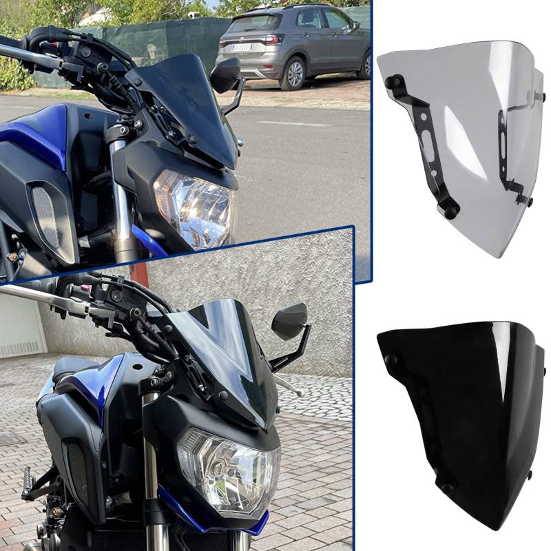 TAZGANTAX Motorrad Windschutzscheibe Visier Visierschutz für MT 07 FZ 07 Frontverkleidung Windabweiser Flyscreen Protector Kompatibel mit YA-MA-HA MT07 FZ07 MT-07 FZ-07 2018 2019 2020 (Leichter Rauch) von TAZGANTAX