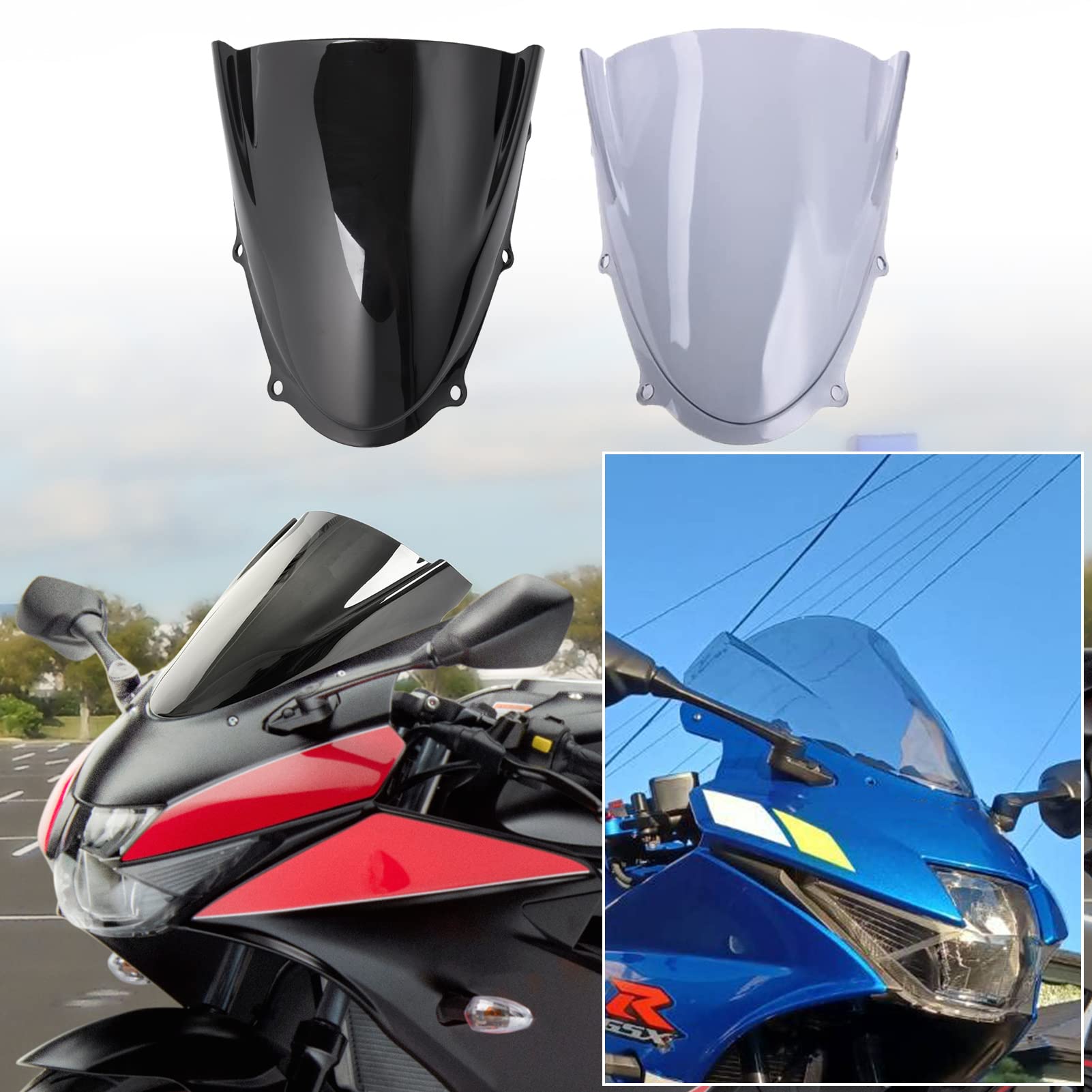 TAZGANTAX Sport Motorrad Windschutzscheibe Flyscreen Protector GSXR125 Windabweiser Screen Shield Cover Kompatibel mit S.uzuki GSX-R125 GSXR GSX-R 125 2017 2018 2019 2020 Frontverkleidung (Schwarz) von TAZGANTAX