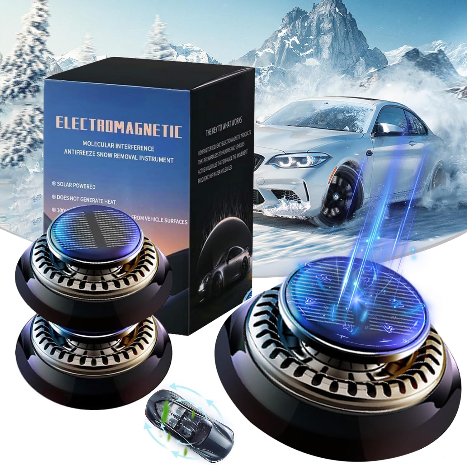 Auto Enteiser Tragbare Kinetische Molekularheizung, Antifreeze Electromagnetic Mini Heizung Auto Diffusoren für ätherische Öle, Elektromagnetische Molekulare Interferenz Frostschutzmittel (2 Pcs) von TBLMPNE