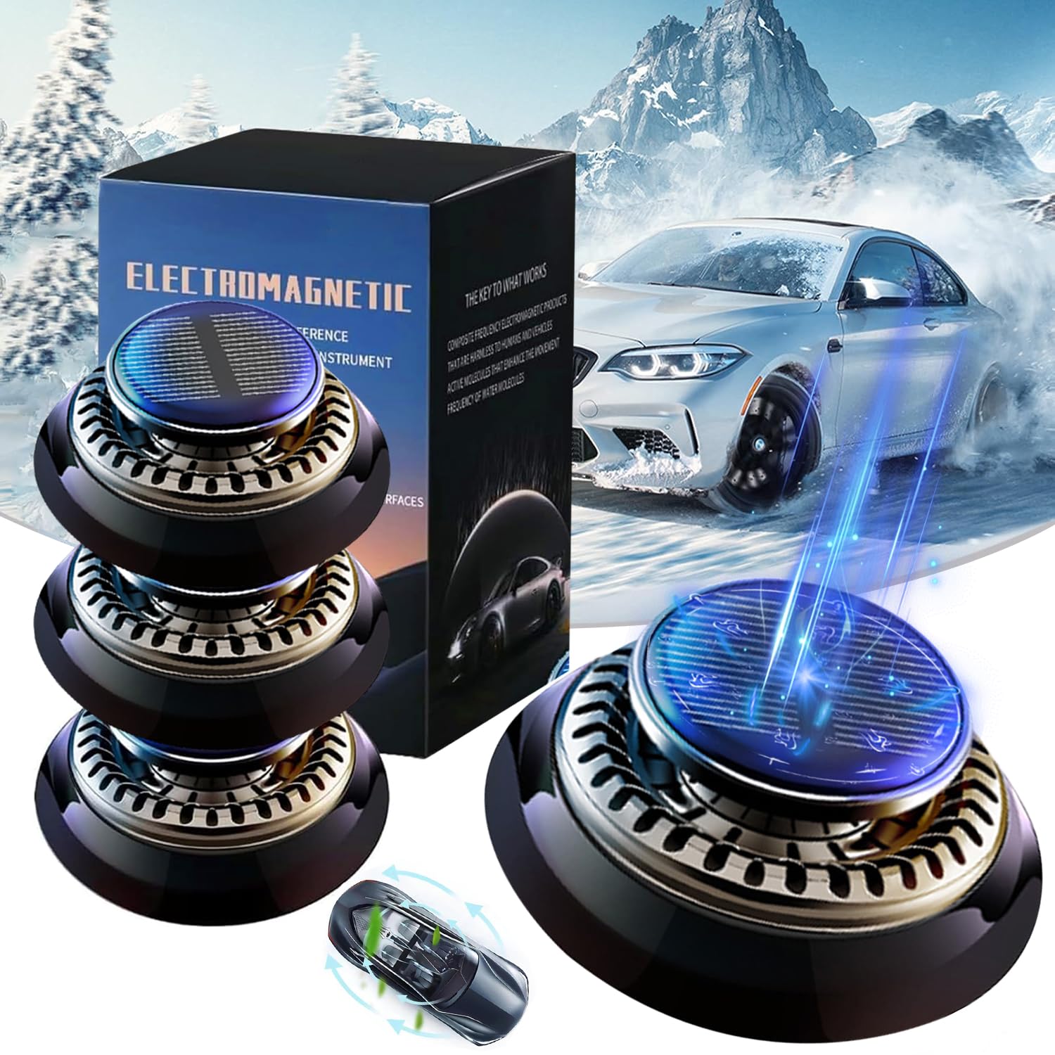 Auto Enteiser Tragbare Kinetische Molekularheizung, Antifreeze Electromagnetic Mini Heizung Auto Diffusoren für ätherische Öle, Elektromagnetische Molekulare Interferenz Frostschutzmittel (3 Pcs) von TBLMPNE