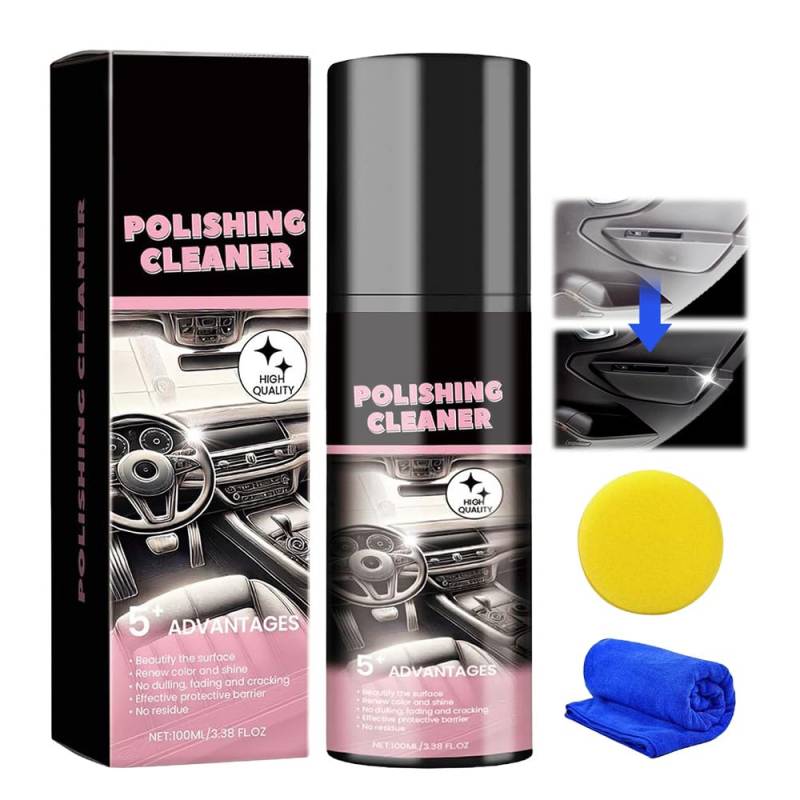 Auto Innenraum Reiniger Set, Auto Reinigungsset Zubehör Innenraum Cockpitpflege für die Innen Reinigung von Kunststoauto zubehörff, Polster, Leder & Armaturen,Autopflege Innenraumreiniger-100ml (1Pcs) von TBLMPNE