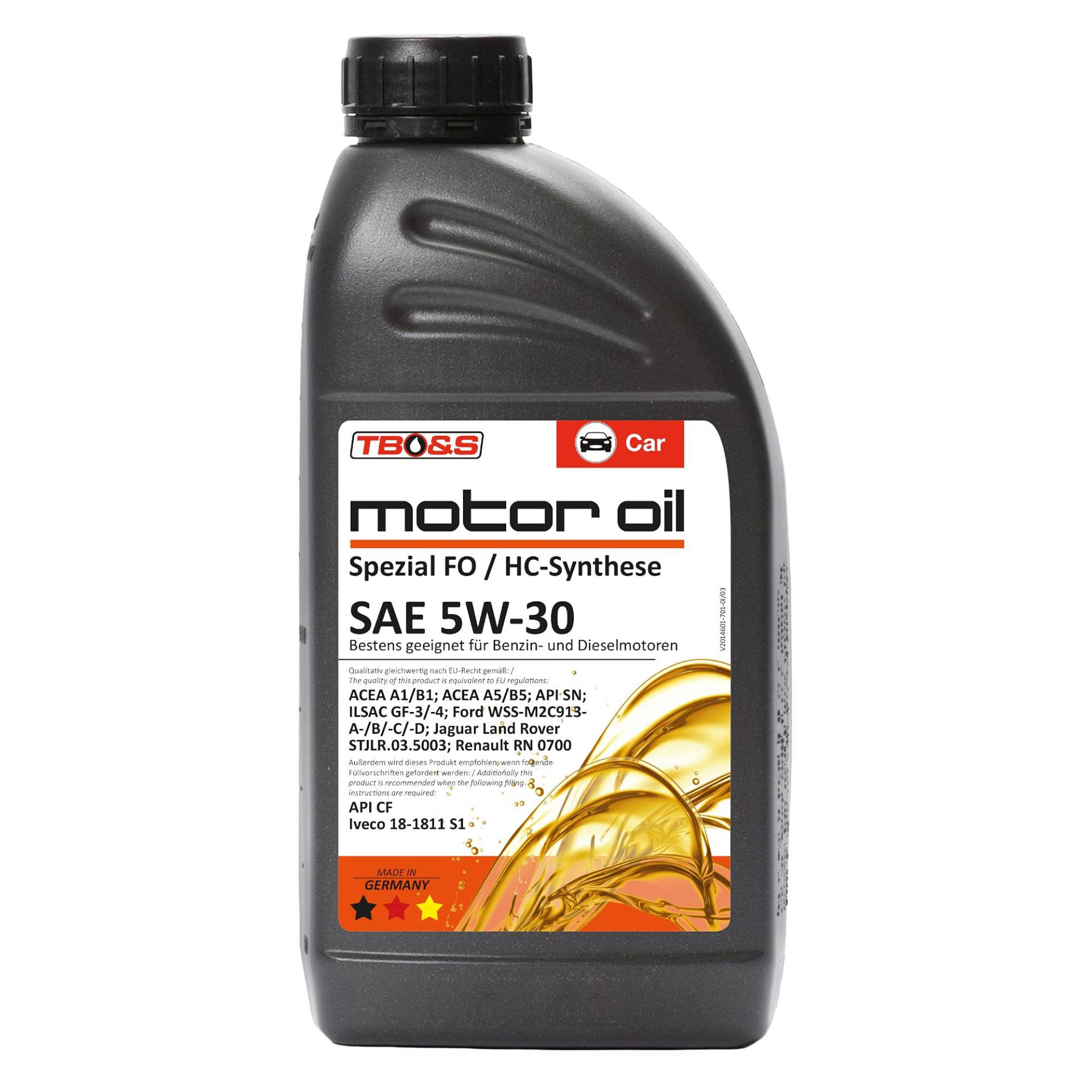 TBO&S Motoroil Spezial FO SAE 5W30 API SN/CF ACEA A1/B1;A5/B5 1 Liter von TBO&S