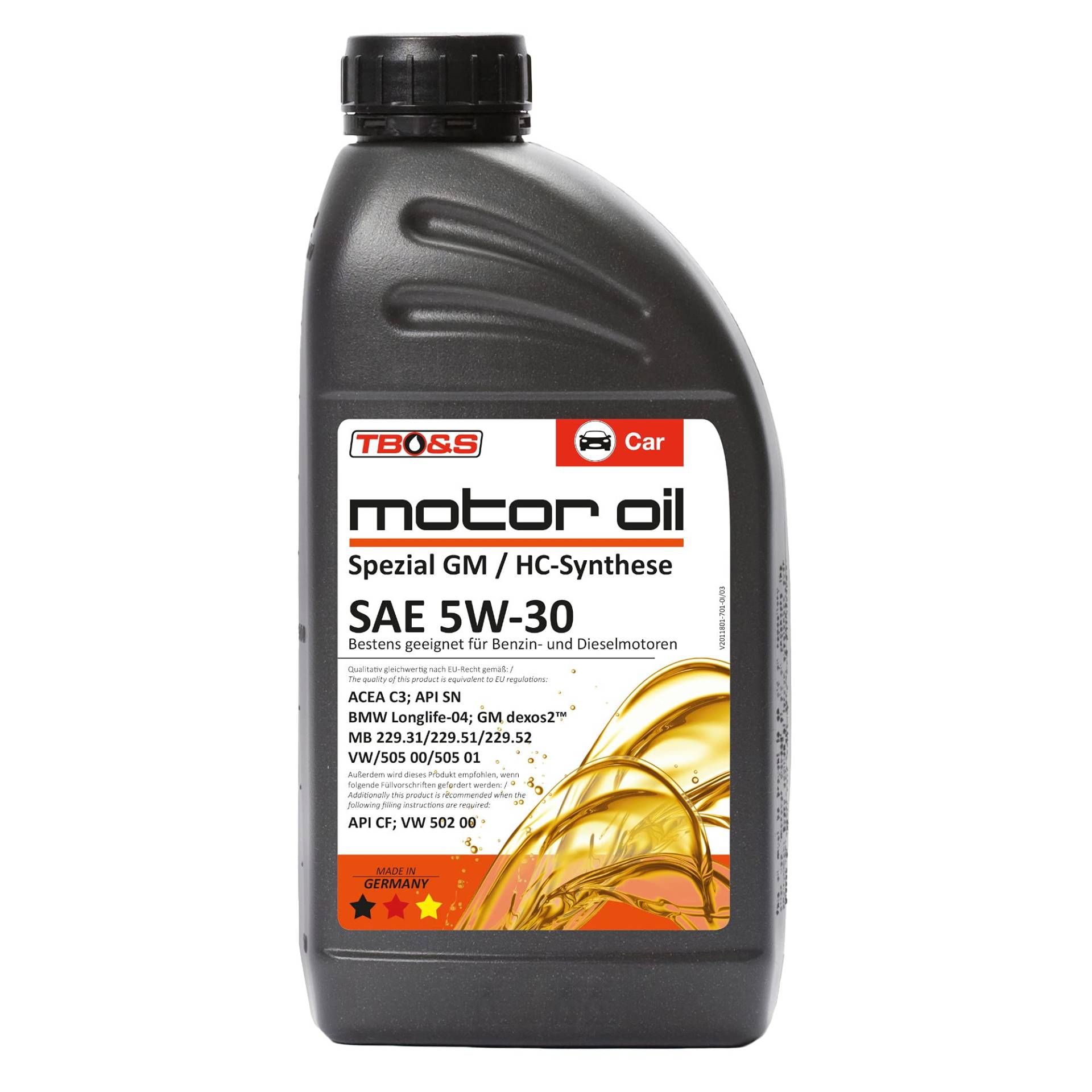 TBO&S Motoroil Spezial GM SAE 5W30 API SN/CF ACEA C3 1 Liter von TBO&S