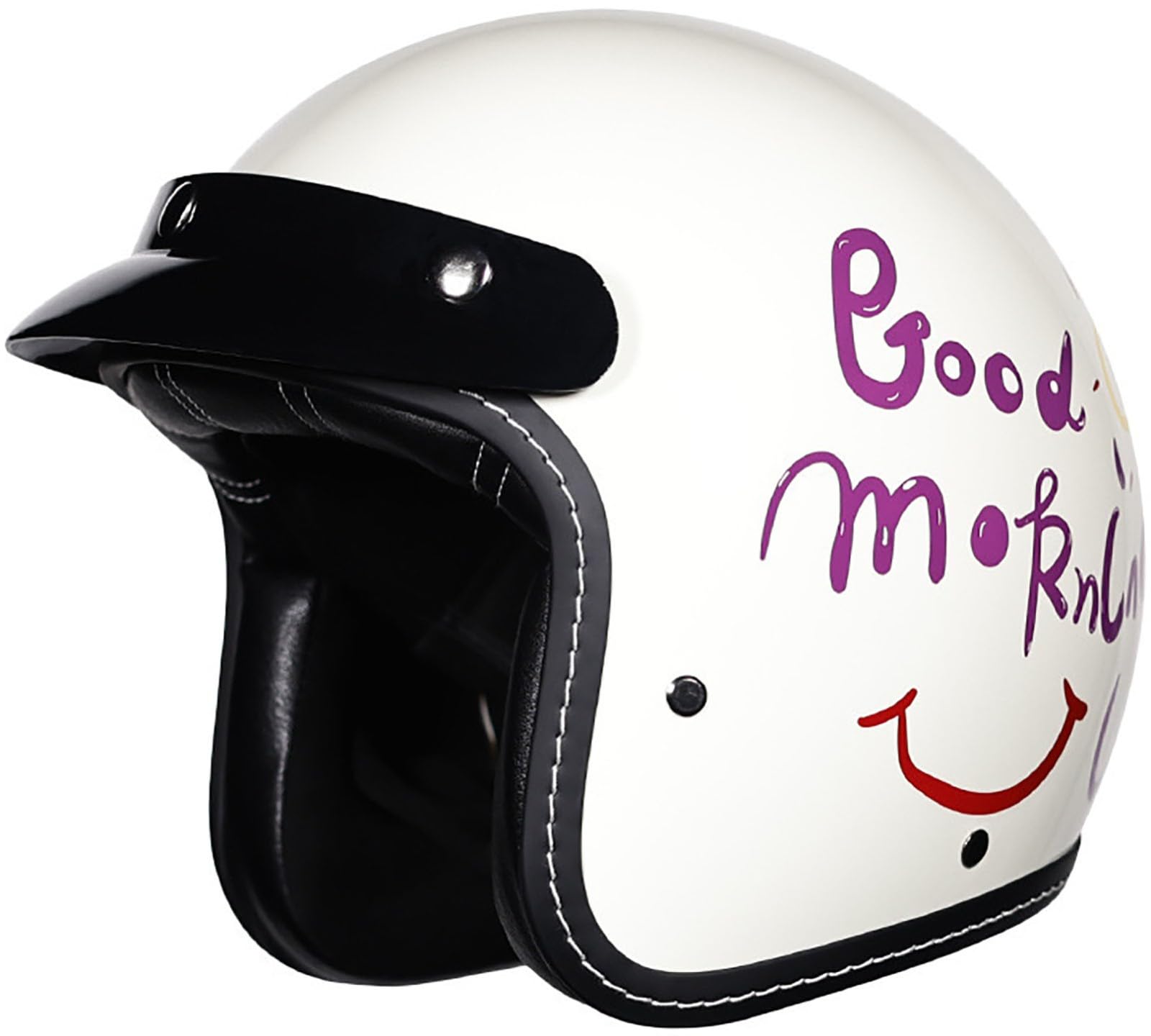 3/4 Halber Motorradhelm Jethelme, Retro-Motorradhelm, DOT/ECE-Zugelassener Retro Halbschalenhelm Für Damen Und Herren Erwachsene, Moped, Motorrad, Helikopter Helm Mit Sonnenblende 10,L=59-60CM von TBTBZXCV