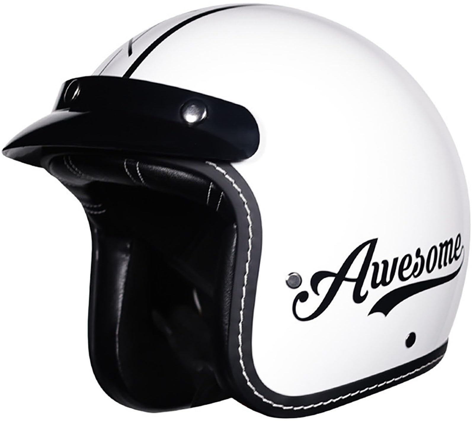 3/4 Halber Motorradhelm Jethelme, Retro-Motorradhelm, DOT/ECE-Zugelassener Retro Halbschalenhelm Für Damen Und Herren Erwachsene, Moped, Motorrad, Helikopter Helm Mit Sonnenblende 13,L=59-60CM von TBTBZXCV