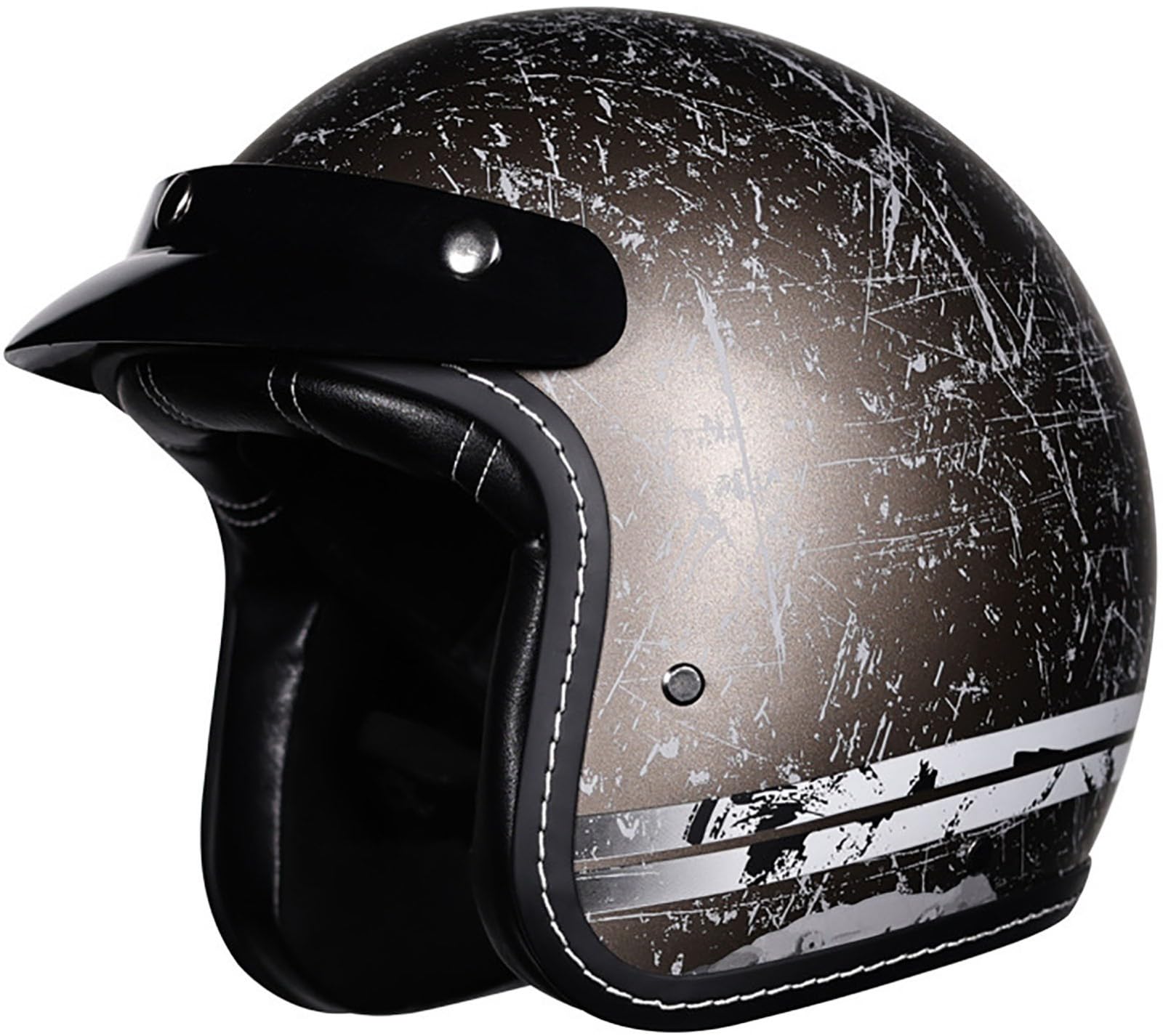 3/4 Halber Motorradhelm Jethelme, Retro-Motorradhelm, DOT/ECE-Zugelassener Retro Halbschalenhelm Für Damen Und Herren Erwachsene, Moped, Motorrad, Helikopter Helm Mit Sonnenblende 14,XL=61-62CM von TBTBZXCV