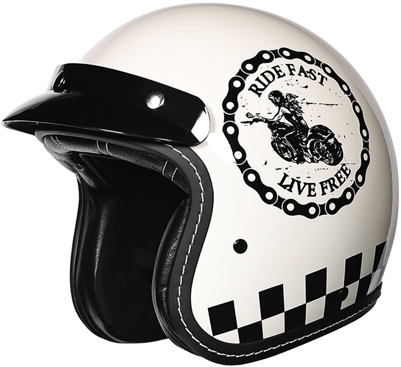 3/4 Halber Motorradhelm Jethelme, Retro-Motorradhelm, DOT/ECE-Zugelassener Retro Halbschalenhelm Für Damen Und Herren Erwachsene, Moped, Motorrad, Helikopter Helm Mit Sonnenblende 20,L=59-60CM von TBTBZXCV