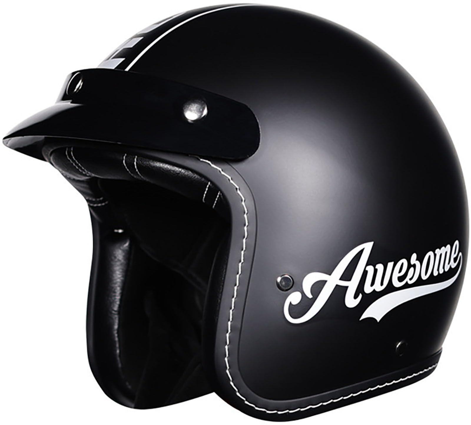 3/4 Halber Motorradhelm Jethelme, Retro-Motorradhelm, DOT/ECE-Zugelassener Retro Halbschalenhelm Für Damen Und Herren Erwachsene, Moped, Motorrad, Helikopter Helm Mit Sonnenblende 5,L=59-60CM von TBTBZXCV