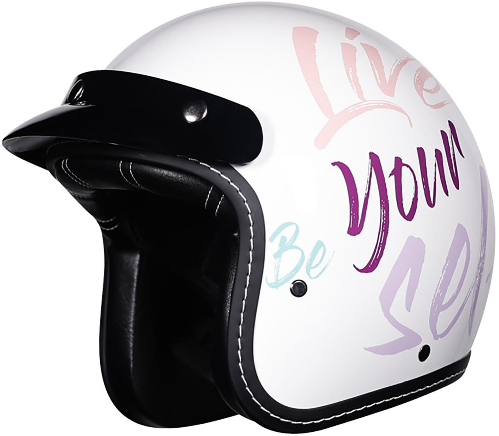 3/4 Halber Motorradhelm Jethelme, Retro-Motorradhelm, DOT/ECE-Zugelassener Retro Halbschalenhelm Für Damen Und Herren Erwachsene, Moped, Motorrad, Helikopter Helm Mit Sonnenblende 6,M=57-58CM von TBTBZXCV