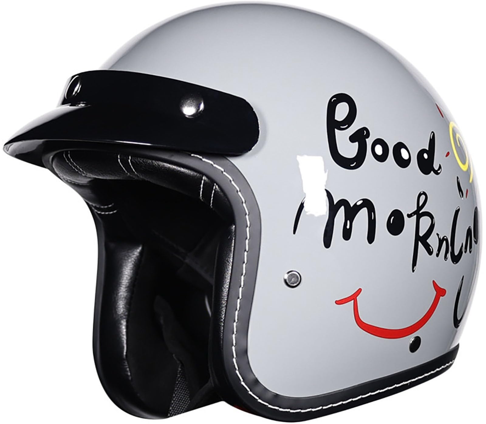 3/4 Halber Motorradhelm Jethelme, Retro-Motorradhelm, DOT/ECE-Zugelassener Retro Halbschalenhelm Für Damen Und Herren Erwachsene, Moped, Motorrad, Helikopter Helm Mit Sonnenblende 9,L=59-60CM von TBTBZXCV