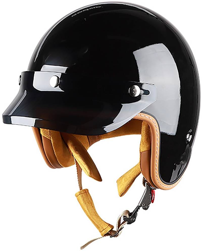 3/4-Motorrad-Halbhelm, DOT/ECE-Zertifizierung Roller Helm Fashionhelm, Jet Helm Halbschalenhelm Mit Sonnenblende, Motorradhelm Open Face Helm Für Damen Und Herren Erwachsene 1,L=59-60CM von TBTBZXCV