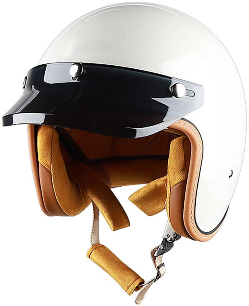 3/4-Motorrad-Halbhelm, DOT/ECE-Zertifizierung Roller Helm Fashionhelm, Jet Helm Halbschalenhelm Mit Sonnenblende, Motorradhelm Open Face Helm Für Damen Und Herren Erwachsene 3,L=59-60CM von TBTBZXCV