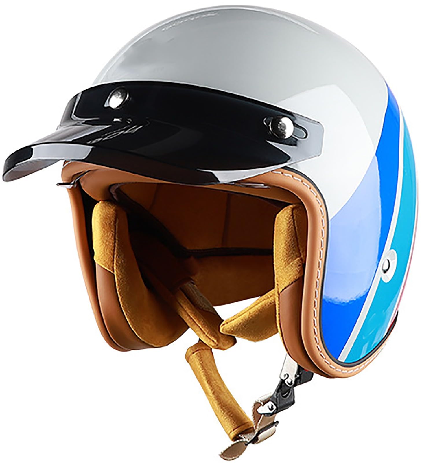 3/4-Motorrad-Halbhelm, DOT/ECE-Zertifizierung Roller Helm Fashionhelm, Jet Helm Halbschalenhelm Mit Sonnenblende, Motorradhelm Open Face Helm Für Damen Und Herren Erwachsene 4,L=59-60CM von TBTBZXCV