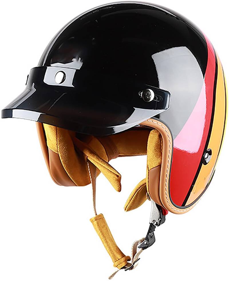 3/4-Motorrad-Halbhelm, DOT/ECE-Zertifizierung Roller Helm Fashionhelm, Jet Helm Halbschalenhelm Mit Sonnenblende, Motorradhelm Open Face Helm Für Damen Und Herren Erwachsene 5,XXL=63-64CM von TBTBZXCV