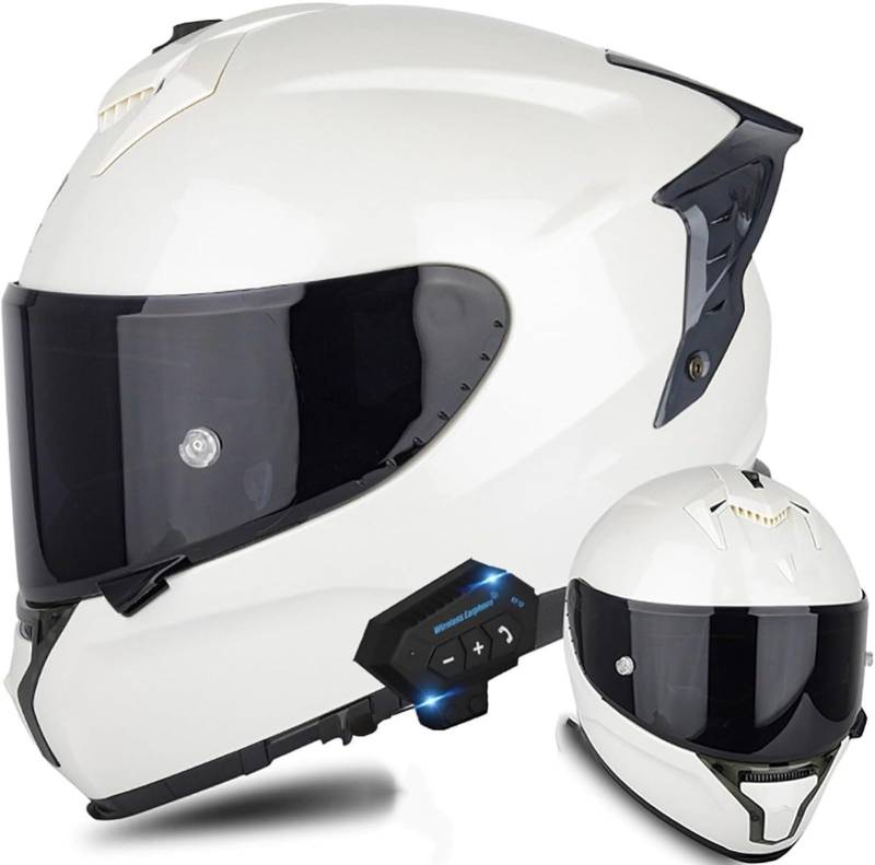 Bluetooth-Motorradhelm Herren Damen Integralhelm Motorrad Chopper Moped Scooter Modularer Motorradhelm DOT/ECE-Zertifizierung Modular Helm Sturzhelm Mit Doppelvisier 4,S=55-56CM von TBTBZXCV