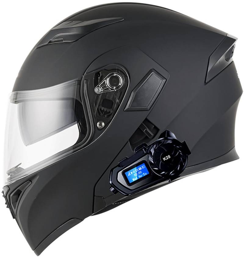 Bluetooth Motorradhelm Mit DOT/ECE Zertifiziert, Motorrad Integralhelm Mit Doppelvisier, Roller Mofa Helm Modular Helmet, Bluetooth Klapphelm Für Erwachsene Herren Und Damen 1,L=59-60CM von TBTBZXCV