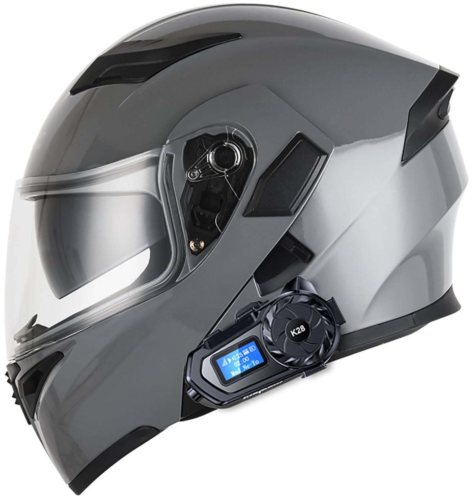 Bluetooth Motorradhelm Mit DOT/ECE Zertifiziert, Motorrad Integralhelm Mit Doppelvisier, Roller Mofa Helm Modular Helmet, Bluetooth Klapphelm Für Erwachsene Herren Und Damen 10,L=59-60CM von TBTBZXCV