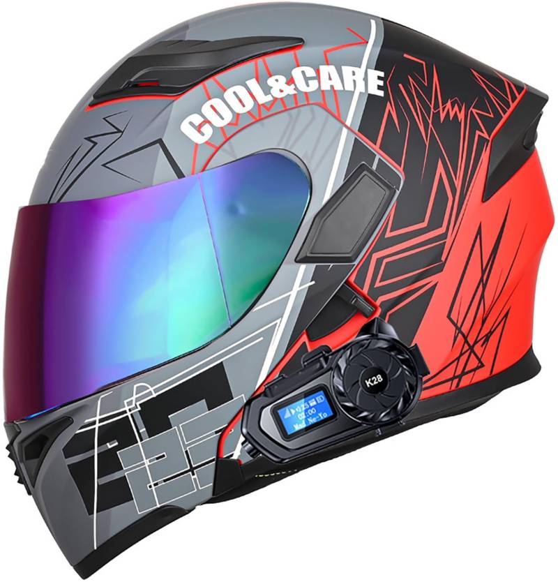 Bluetooth Motorradhelm Mit DOT/ECE Zertifiziert, Motorrad Integralhelm Mit Doppelvisier, Roller Mofa Helm Modular Helmet, Bluetooth Klapphelm Für Erwachsene Herren Und Damen 12,XL=61-62CM von TBTBZXCV