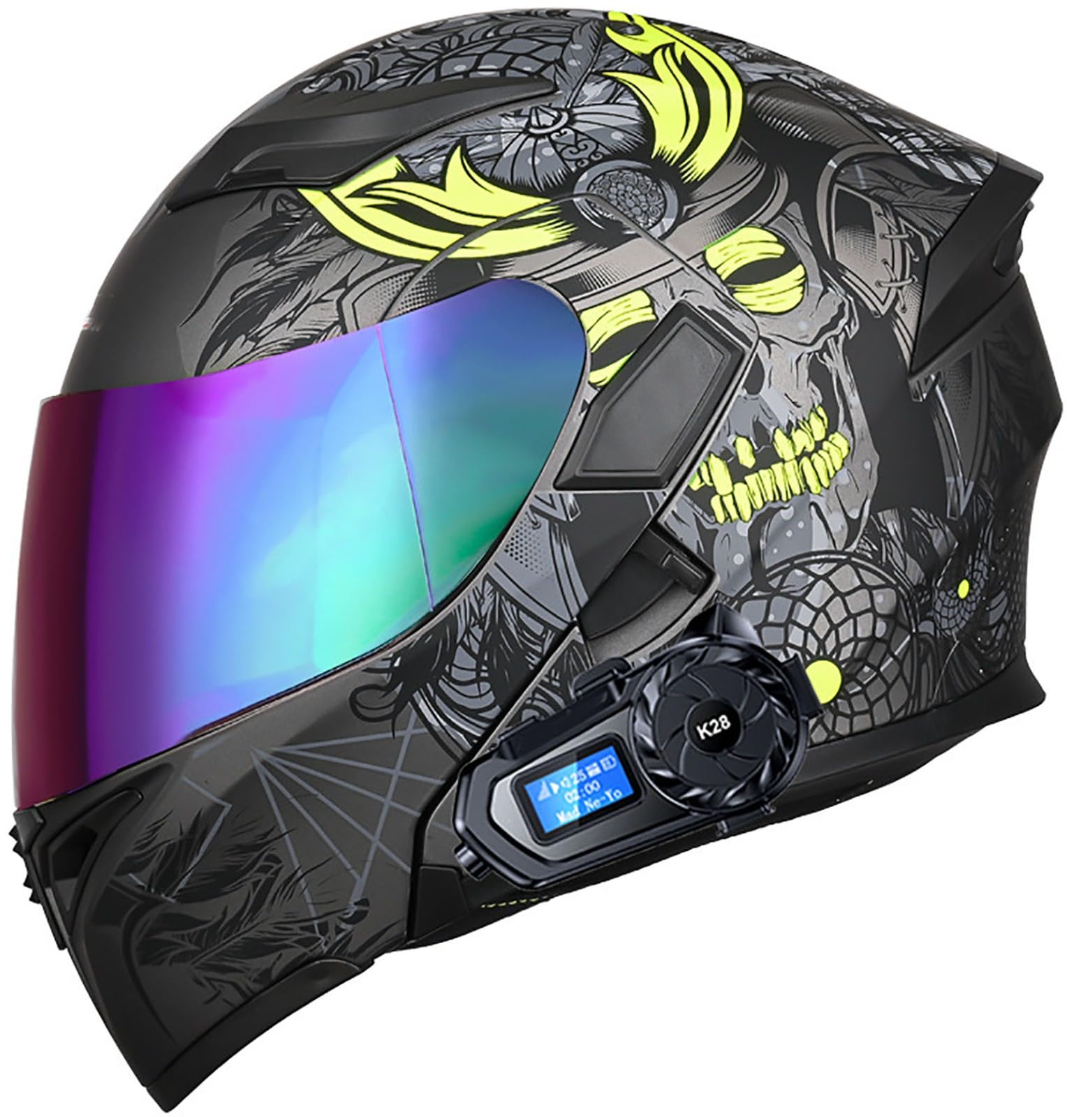 Bluetooth Motorradhelm Mit DOT/ECE Zertifiziert, Motorrad Integralhelm Mit Doppelvisier, Roller Mofa Helm Modular Helmet, Bluetooth Klapphelm Für Erwachsene Herren Und Damen 15,L=59-60CM von TBTBZXCV