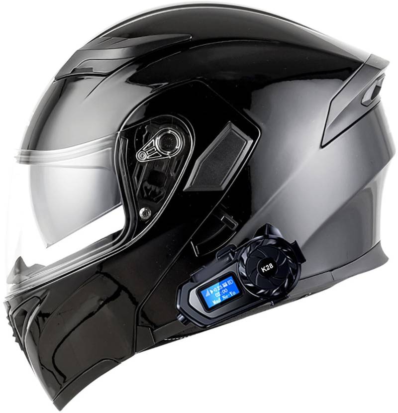 Bluetooth Motorradhelm Mit DOT/ECE Zertifiziert, Motorrad Integralhelm Mit Doppelvisier, Roller Mofa Helm Modular Helmet, Bluetooth Klapphelm Für Erwachsene Herren Und Damen 2,L=59-60CM von TBTBZXCV