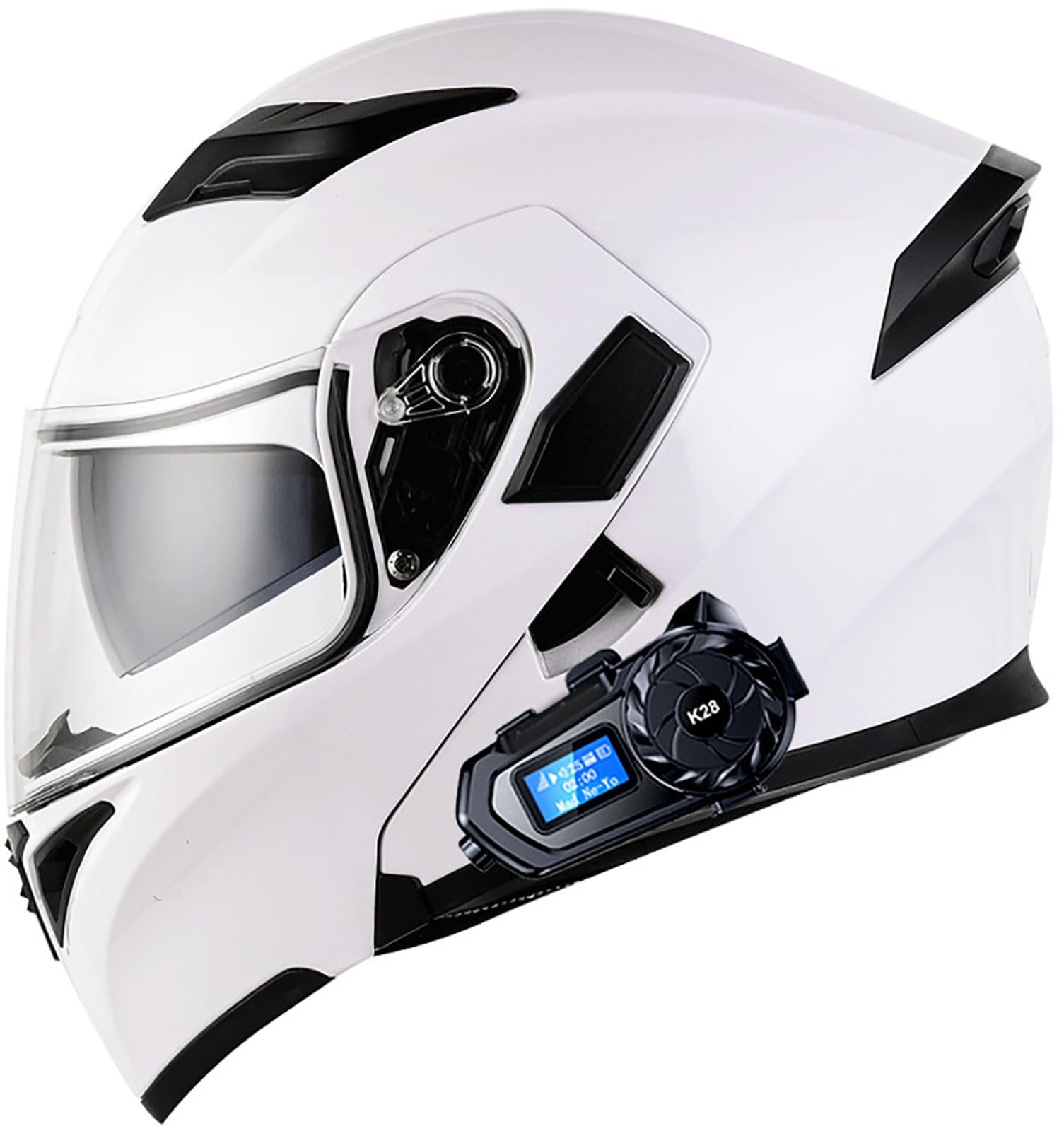 Bluetooth Motorradhelm Mit DOT/ECE Zertifiziert, Motorrad Integralhelm Mit Doppelvisier, Roller Mofa Helm Modular Helmet, Bluetooth Klapphelm Für Erwachsene Herren Und Damen 3,L=59-60CM von TBTBZXCV