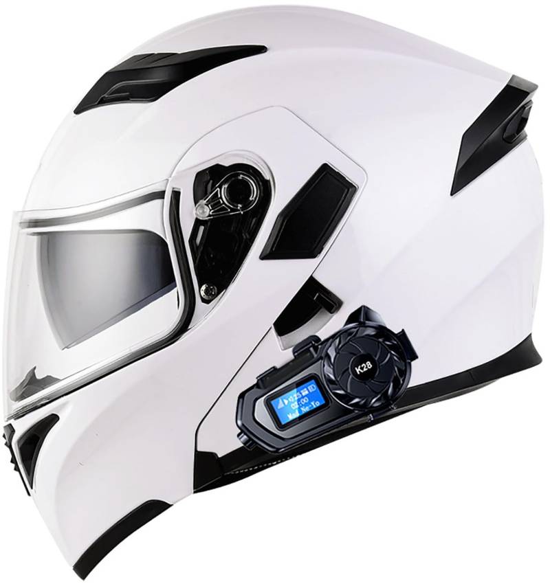 Bluetooth Motorradhelm Mit DOT/ECE Zertifiziert, Motorrad Integralhelm Mit Doppelvisier, Roller Mofa Helm Modular Helmet, Bluetooth Klapphelm Für Erwachsene Herren Und Damen 3,M=57-58CM von TBTBZXCV