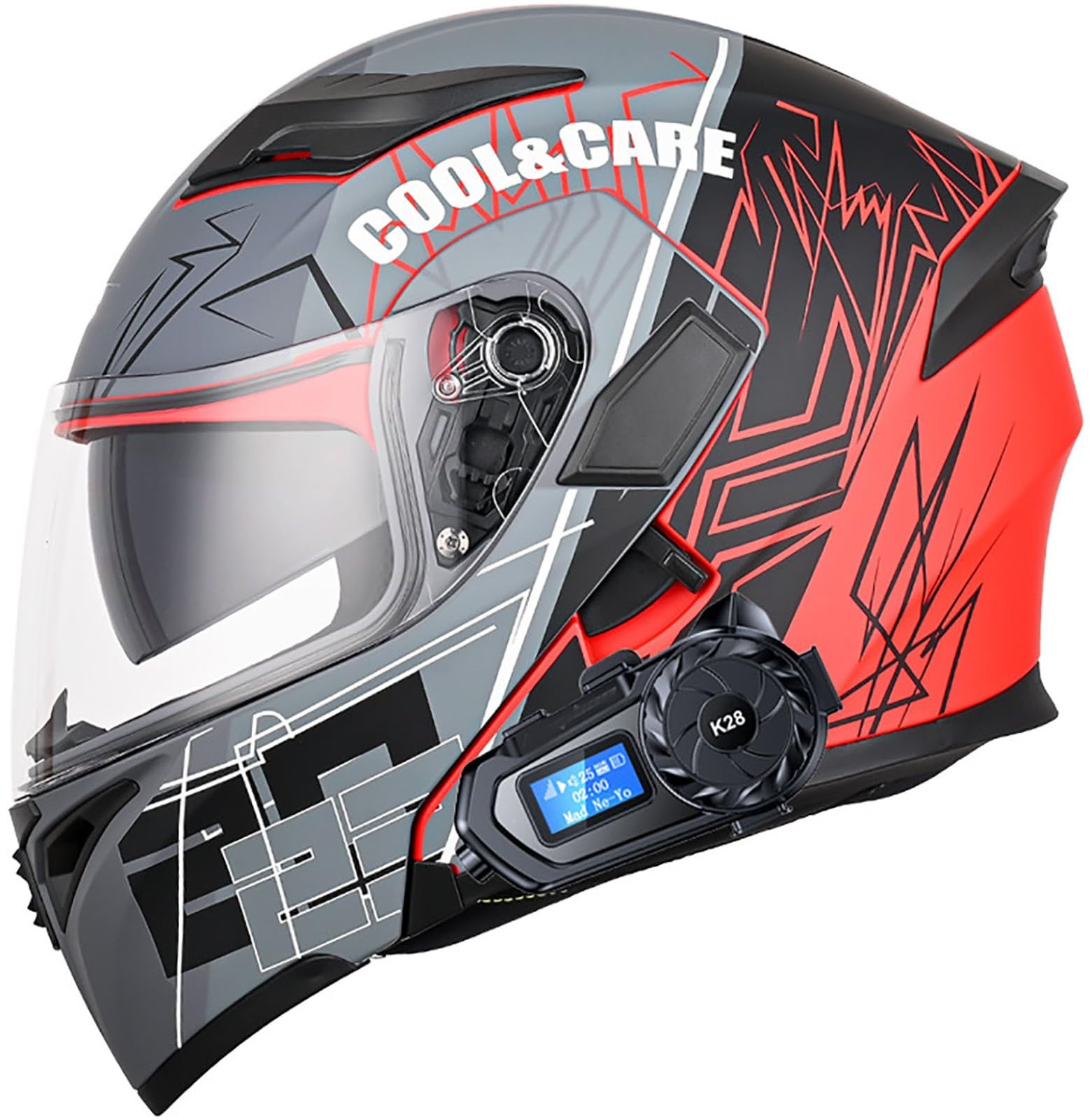 Bluetooth Motorradhelm Mit DOT/ECE Zertifiziert, Motorrad Integralhelm Mit Doppelvisier, Roller Mofa Helm Modular Helmet, Bluetooth Klapphelm Für Erwachsene Herren Und Damen 7,L=59-60CM von TBTBZXCV