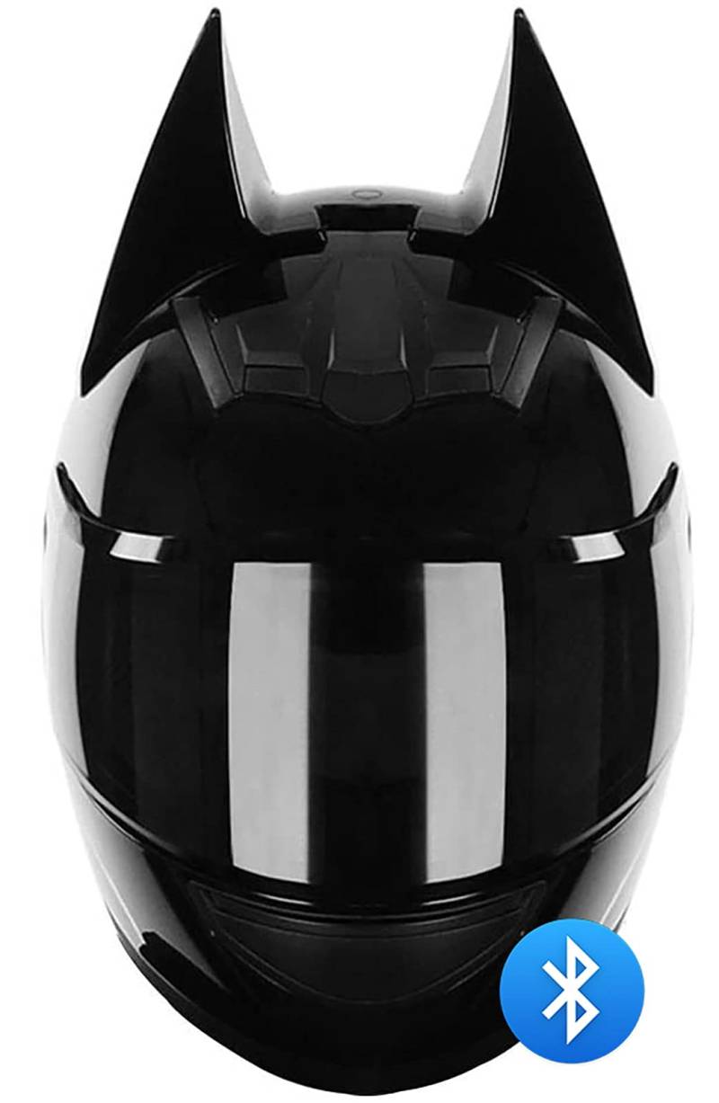 Damen Motorradhelm Bluetooth Fullface Helm Katzenohr Integralhelm Motorradhelm ECE-Geprüft Four Season Sturzhelm Mit Visier Für Street Bike Racing Motocross Pink 2,L=57-59CM von TBTBZXCV