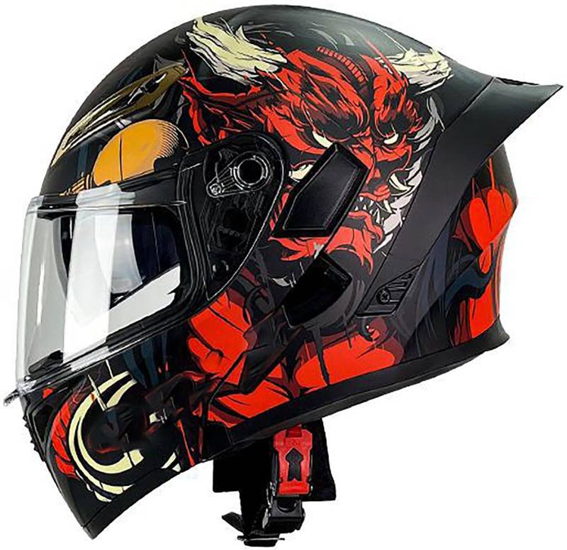 Klapphelm Motorradhelm DOT/ECE-Zertifizierung Flip Up Helm Vollvisierhelm Motorrad Schutzhelm Mit Doppelvisier Integrierter Modular Helm Für Männer Und Frauen Erwachsene 2,L=59-60CM von TBTBZXCV