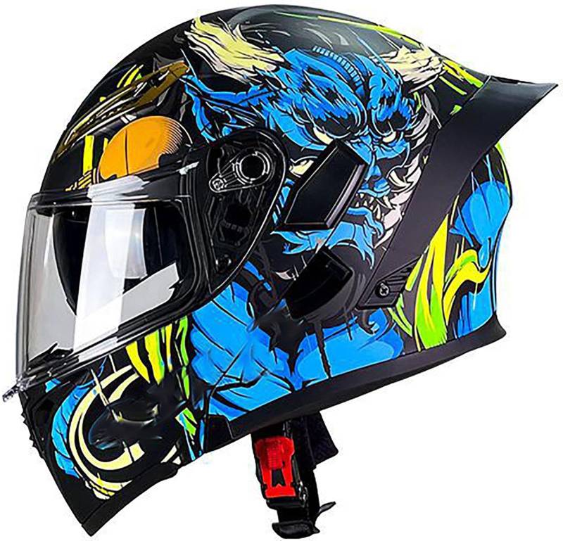 Klapphelm Motorradhelm DOT/ECE-Zertifizierung Flip Up Helm Vollvisierhelm Motorrad Schutzhelm Mit Doppelvisier Integrierter Modular Helm Für Männer Und Frauen Erwachsene 5,L=59-60CM von TBTBZXCV