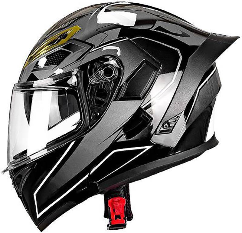 Klapphelm Motorradhelm DOT/ECE-Zertifizierung Flip Up Helm Vollvisierhelm Motorrad Schutzhelm Mit Doppelvisier Integrierter Modular Helm Für Männer Und Frauen Erwachsene 6,L=59-60CM von TBTBZXCV