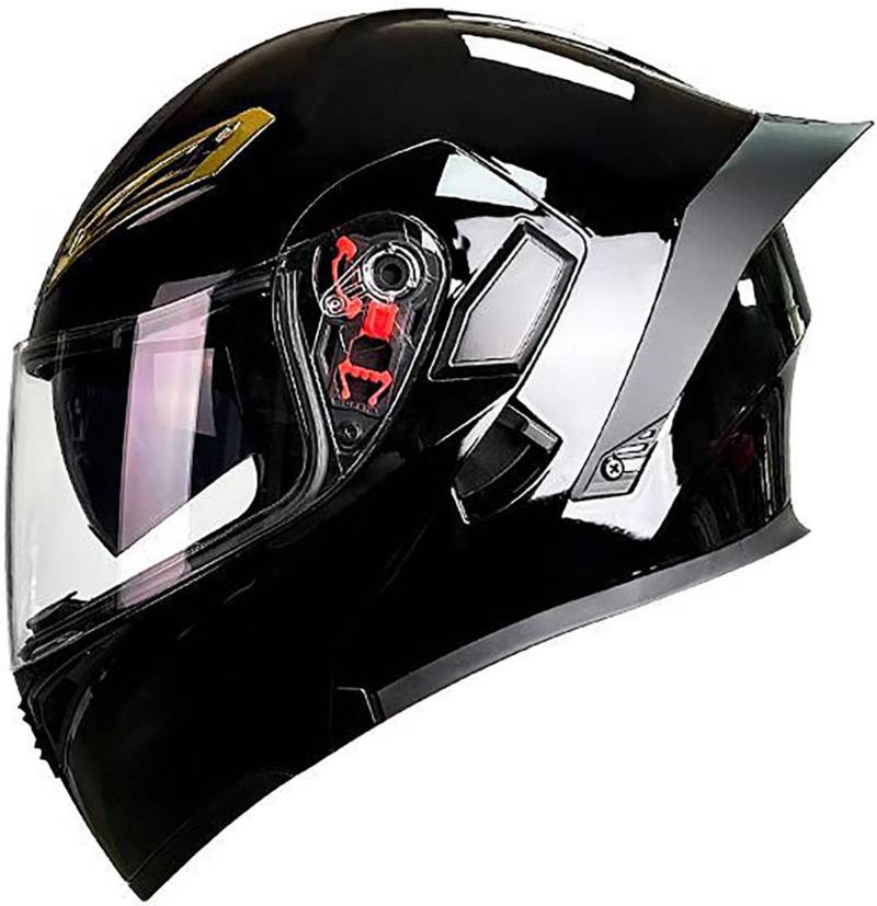 Klapphelm Motorradhelm DOT/ECE-Zertifizierung Flip Up Helm Vollvisierhelm Motorrad Schutzhelm Mit Doppelvisier Integrierter Modular Helm Für Männer Und Frauen Erwachsene 7,L=59-60CM von TBTBZXCV