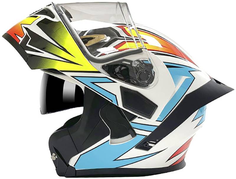 Modularer Helm Motorradhelm, Flip Up Helm Erwachsener Full Face Motorradhelm Mit Doppelvisier, DOT/ECE-Zertifizierung Integralhelm, Motorrad Klapphelm Für Männer Und Frauen 5,L=59-60CM von TBTBZXCV