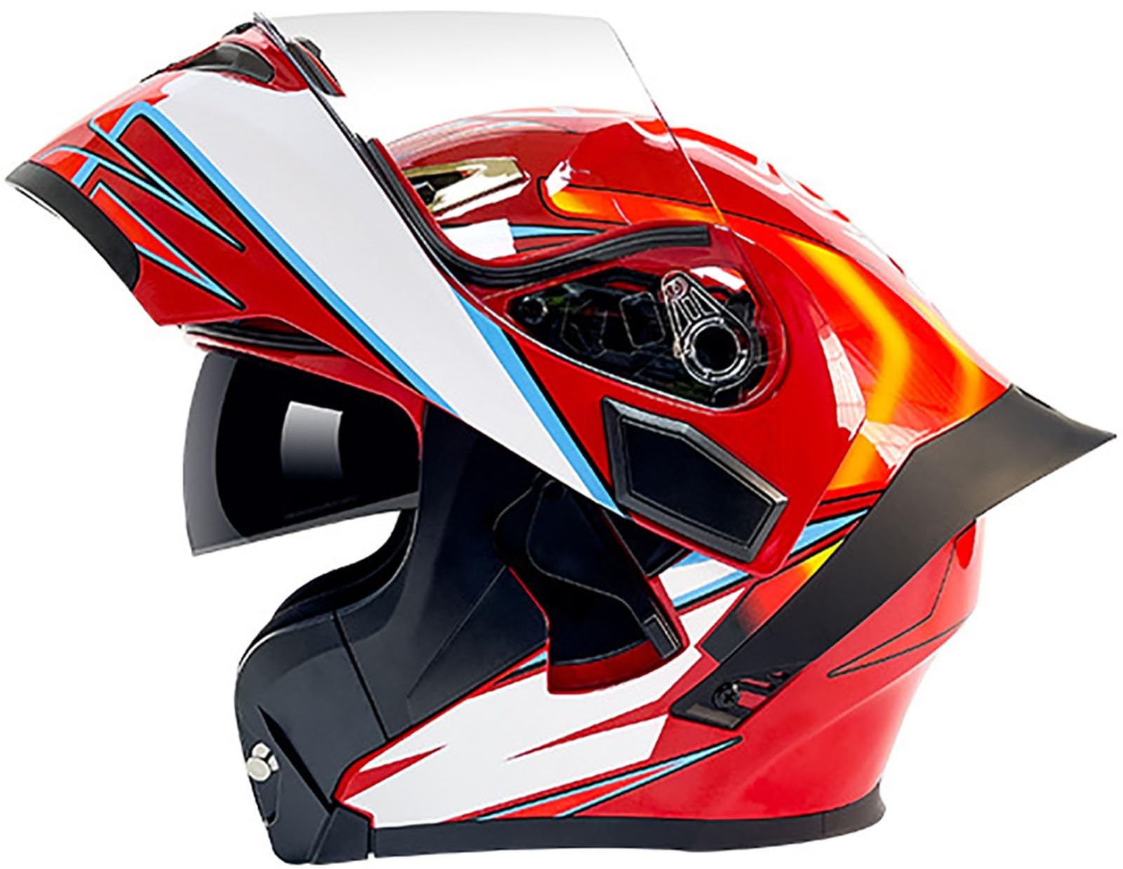 Modularer Helm Motorradhelm, Flip Up Helm Erwachsener Full Face Motorradhelm Mit Doppelvisier, DOT/ECE-Zertifizierung Integralhelm, Motorrad Klapphelm Für Männer Und Frauen 6,L=59-60CM von TBTBZXCV