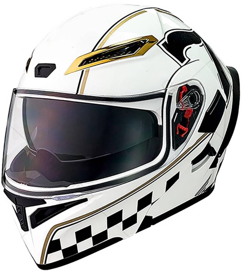 Modularer Helm Motorradhelm, Flip Up Helm Erwachsener Full Face Motorradhelm Mit Doppelvisier, DOT/ECE-Zertifizierung Integralhelm, Motorrad Klapphelm Für Männer Und Frauen 7,L=59-60CM von TBTBZXCV