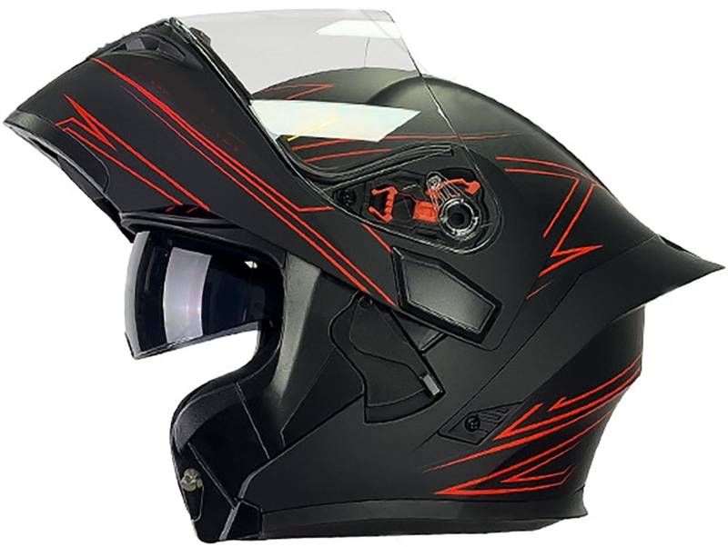 Modularer Helm Motorradhelm, Flip Up Helm Erwachsener Full Face Motorradhelm Mit Doppelvisier, DOT/ECE-Zertifizierung Integralhelm, Motorrad Klapphelm Für Männer Und Frauen 8,L=59-60CM von TBTBZXCV