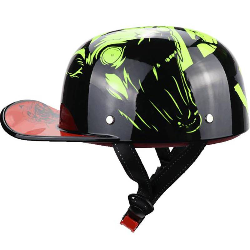 Motorrad Halbhelm Halbschalenhelm Baseballmütze-Helm DOT/ECE-Zulassung Baseball Cap Open Face Helm Mit Schnelllösetaste Und Verlängerte Krempe Jethelm Für Damen Und Herren 2,L=59-60CM von TBTBZXCV