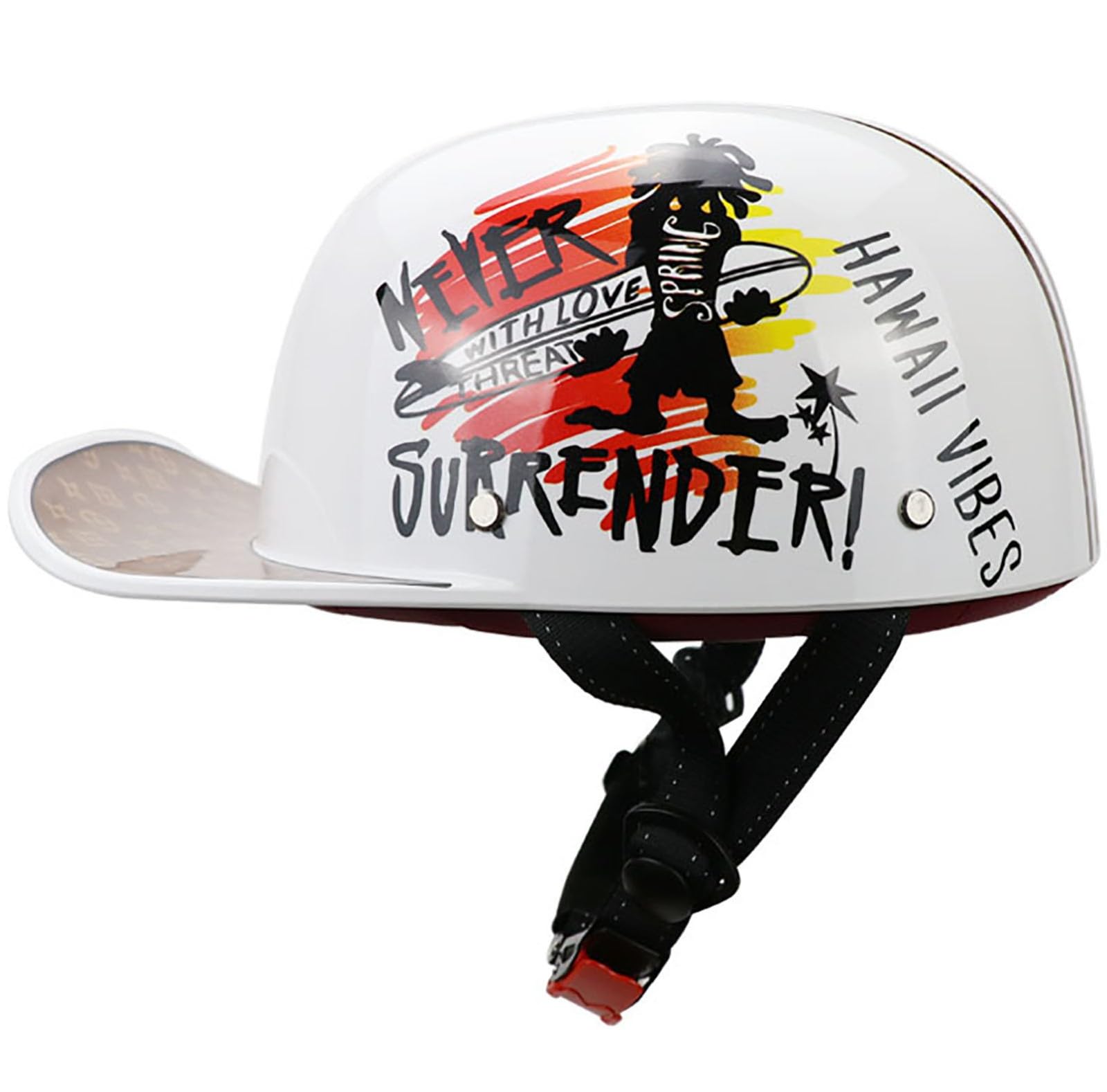 Motorrad Halbhelm Halbschalenhelm Baseballmütze-Helm DOT/ECE-Zulassung Baseball Cap Open Face Helm Mit Schnelllösetaste Und Verlängerte Krempe Jethelm Für Damen Und Herren 4,L=59-60CM von TBTBZXCV