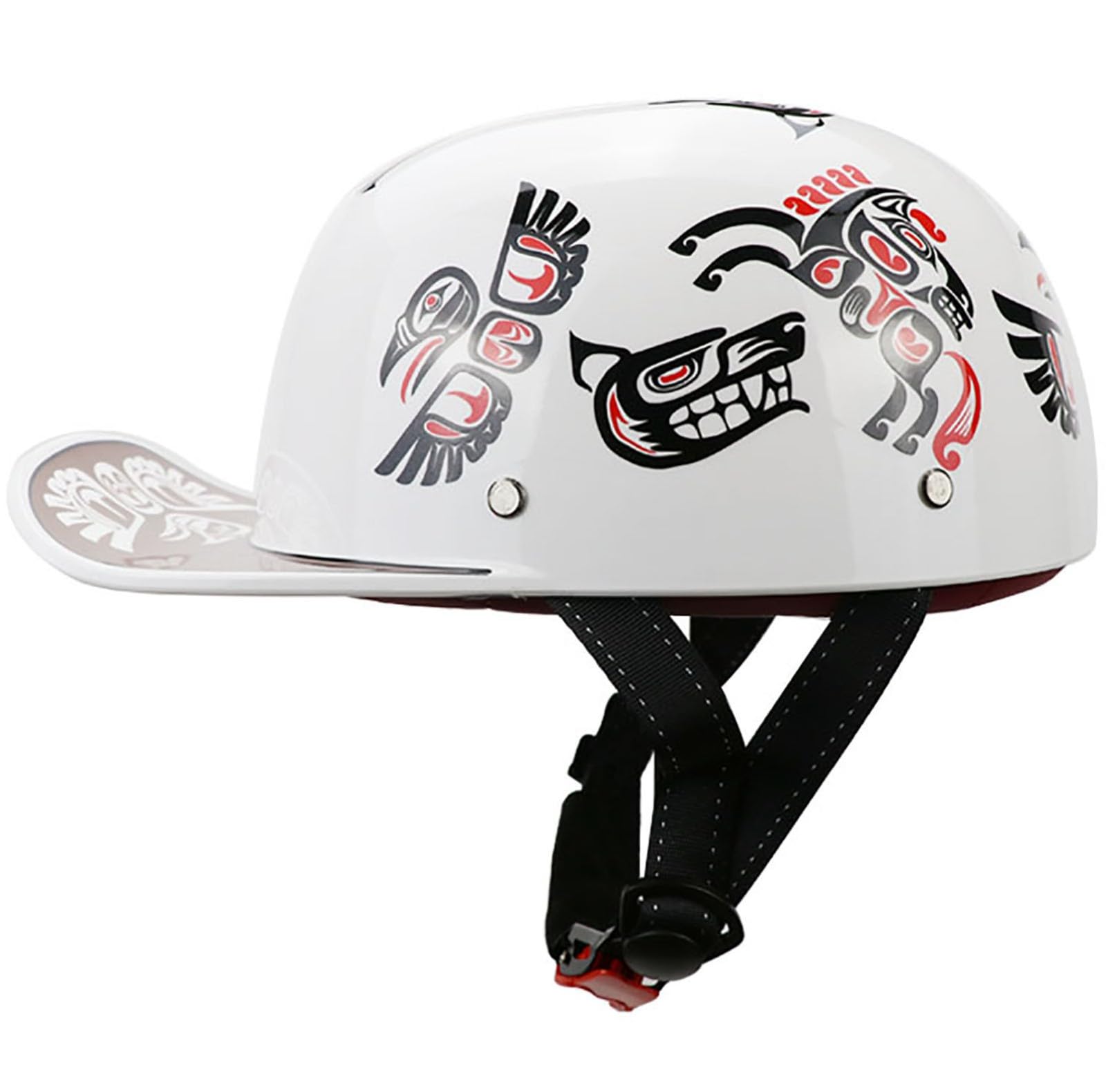 Motorrad Halbhelm Halbschalenhelm Baseballmütze-Helm DOT/ECE-Zulassung Baseball Cap Open Face Helm Mit Schnelllösetaste Und Verlängerte Krempe Jethelm Für Damen Und Herren 5,L=59-60CM von TBTBZXCV