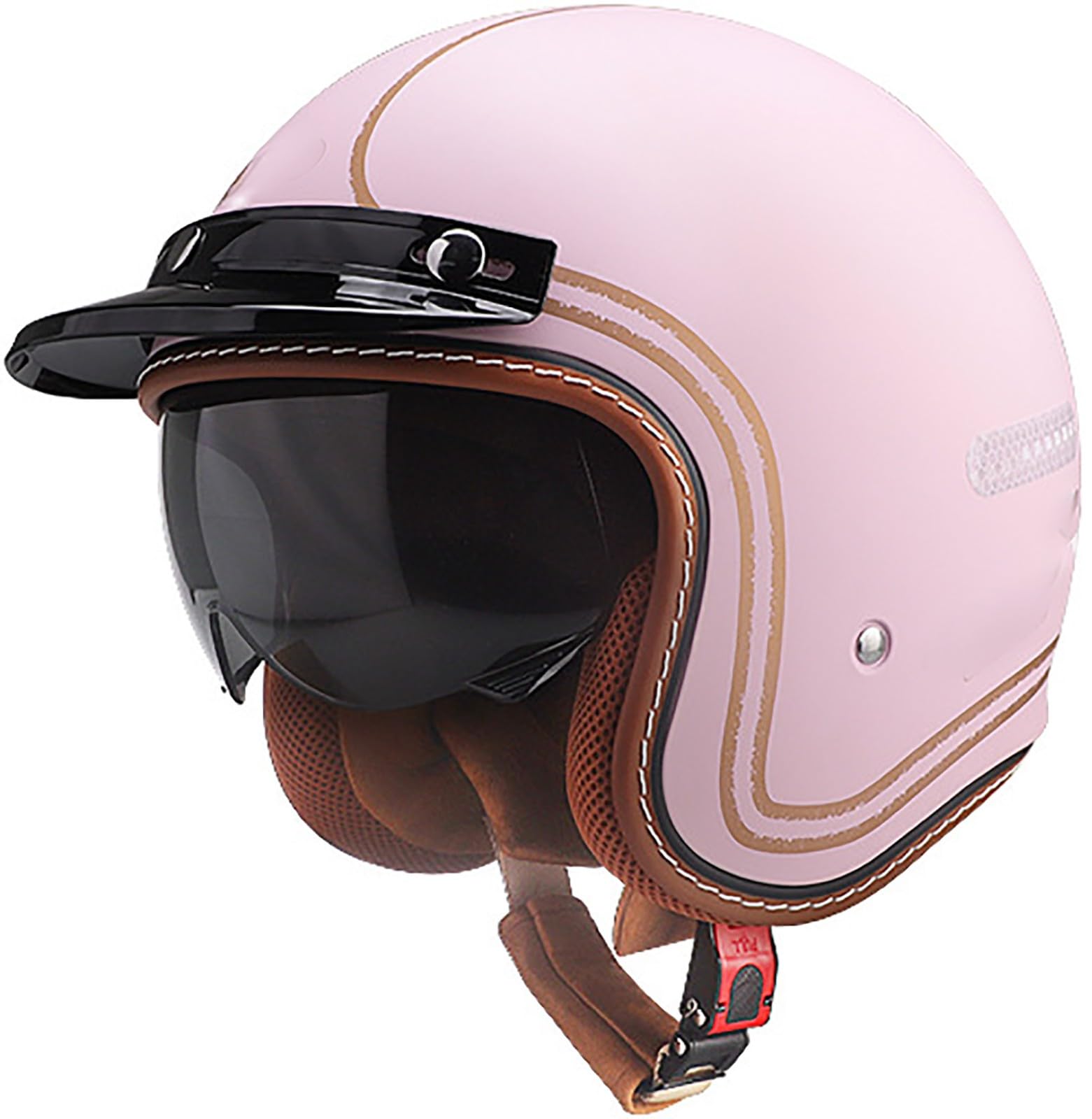 Motorrad Halbhelm Retro Motorradhelm Halbschalenhelm DOT/ECE-Zertifizierung Rollerhelm Cruiser Chopper Helm Für Erwachsene Herren Und Damen Motorrad Jethelm Mit Sonnenblende 9,L=59-60CM von TBTBZXCV