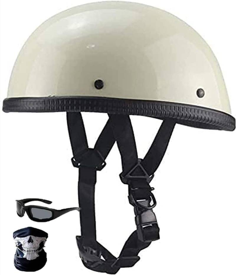 Motorrad-Helm Jethelme Retro Helm Motorradhelm mit ECE/DOT Zulassung Roller Helm Moped Halbschale Brain-Cap Scooter-Helm Retro Half Helm für Cruiser Chopper 3,XL von TBTBZXCV