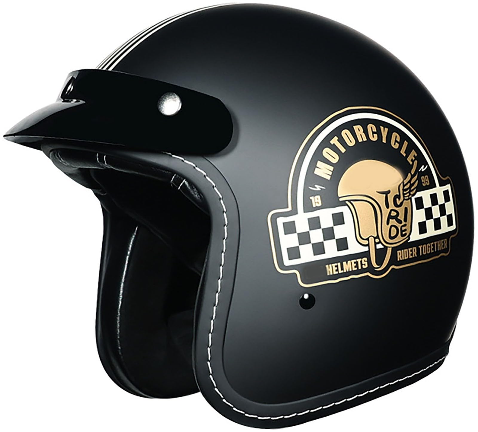 Motorradhelm Halbhelme, Antikollisions-Schutzhelm Für Erwachsene Herren Und Damen, DOT/ECE-Zertifizierter Halbschale Jet-Helm Mit Sonnenblende, Für Bike Cruiser Moped Scooter 7,M=57-58CM von TBTBZXCV