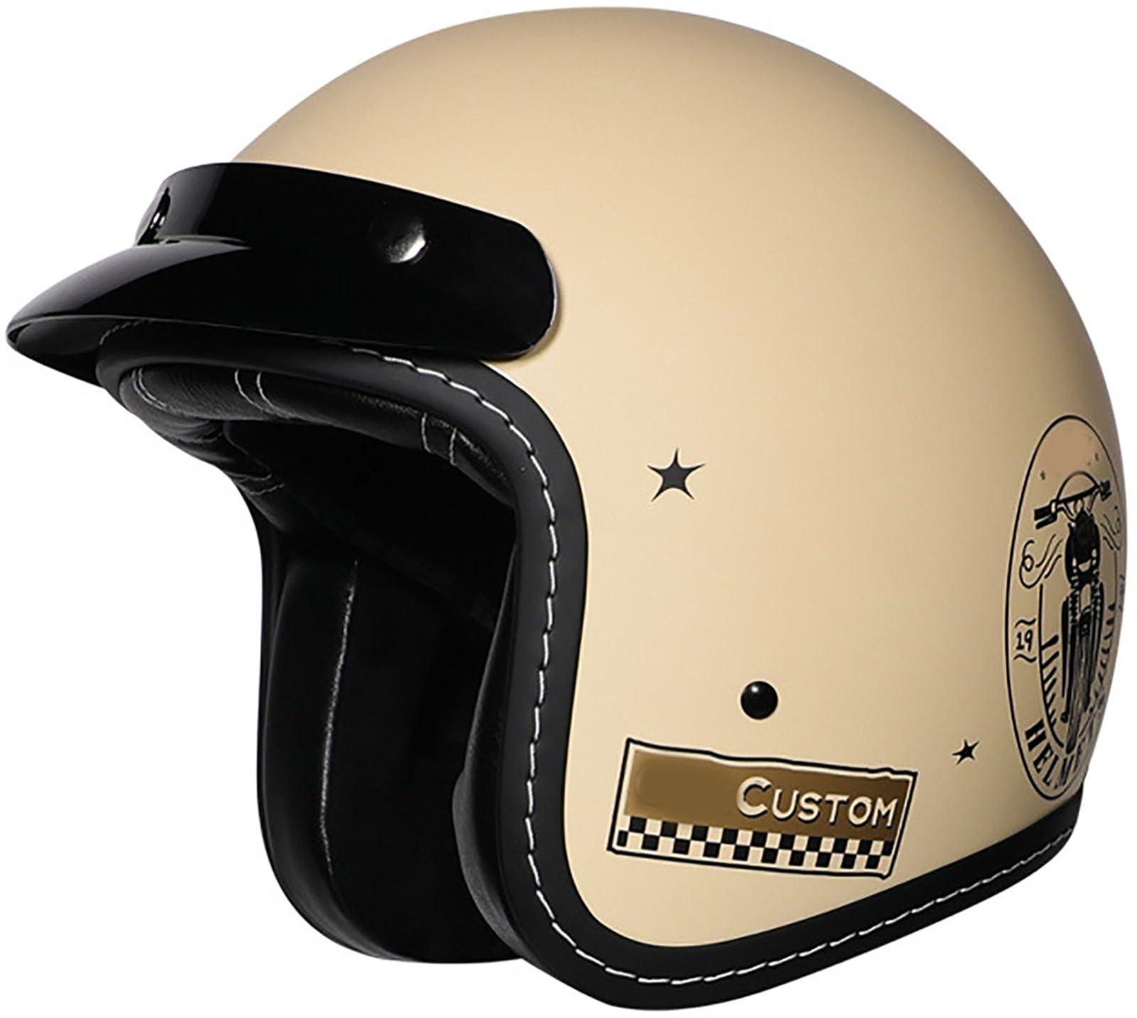 Motorradhelm Halbhelme, Antikollisions-Schutzhelm Für Erwachsene Herren Und Damen, DOT/ECE-Zertifizierter Halbschale Jet-Helm Mit Sonnenblende, Für Bike Cruiser Moped Scooter 8,L=59-60CM von TBTBZXCV