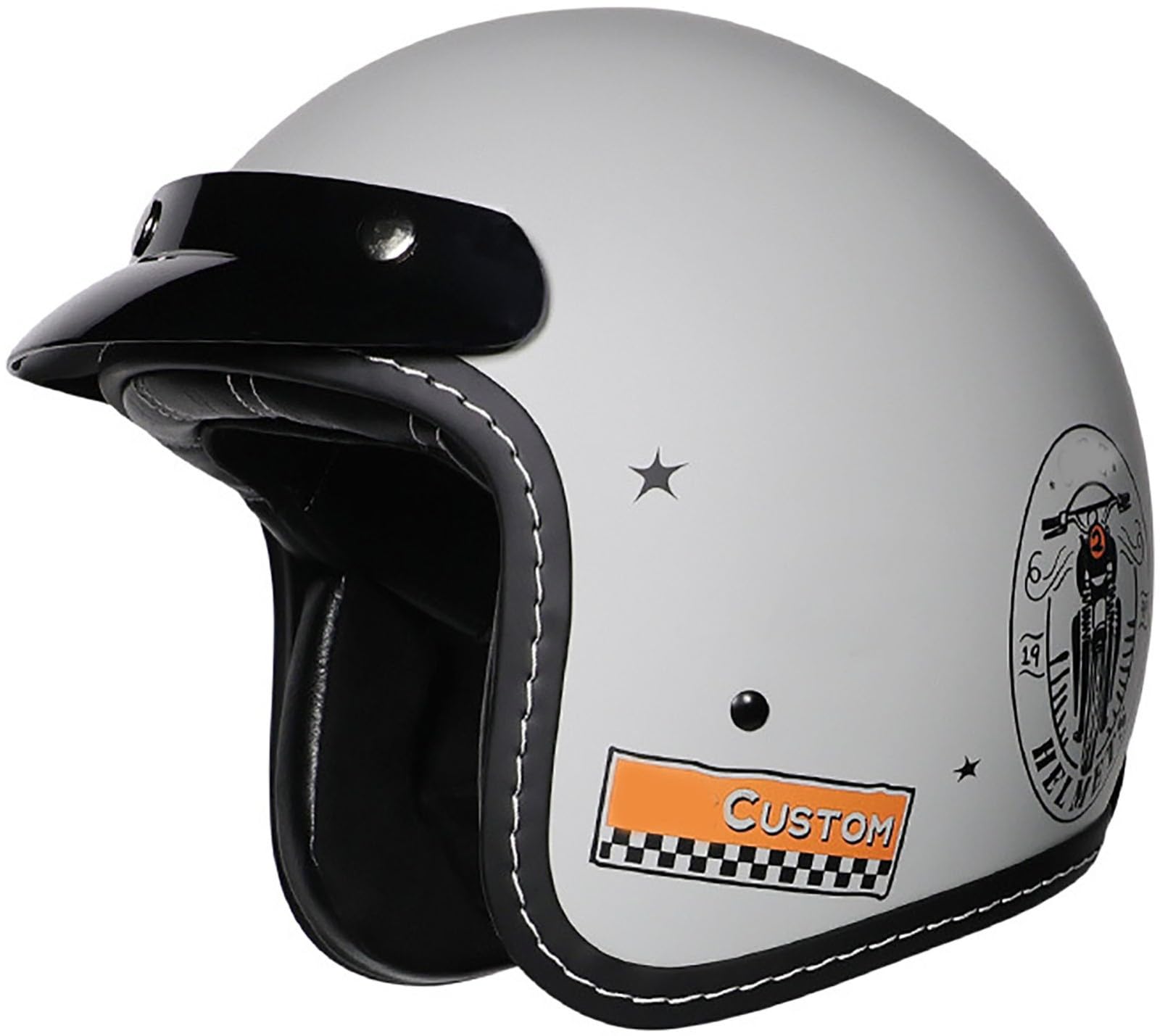 Motorradhelm Halbhelme, Antikollisions-Schutzhelm Für Erwachsene Herren Und Damen, DOT/ECE-Zertifizierter Halbschale Jet-Helm Mit Sonnenblende, Für Bike Cruiser Moped Scooter 9,L=59-60CM von TBTBZXCV