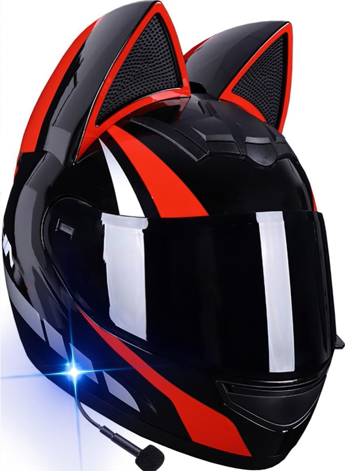 Motorradhelm Integral Motorrad Bluetooth Helm Katzenohr Modularer Motorradhelm ECE-Zugelassene Klapphelme Mit Visier Für Street Bike Scooter Motocross 4,M=57-58cm von TBTBZXCV