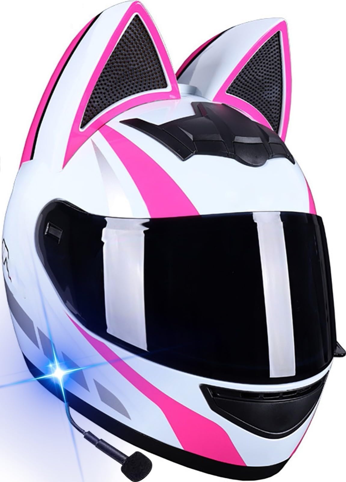 Motorradhelm Integral Motorrad Bluetooth Helm Katzenohr Modularer Motorradhelm ECE-Zugelassene Klapphelme Mit Visier Für Street Bike Scooter Motocross 5,S=55-56cm von TBTBZXCV